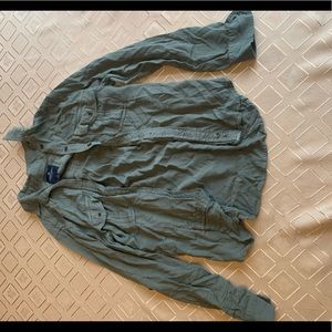 american eagle army green long sleeve flannel